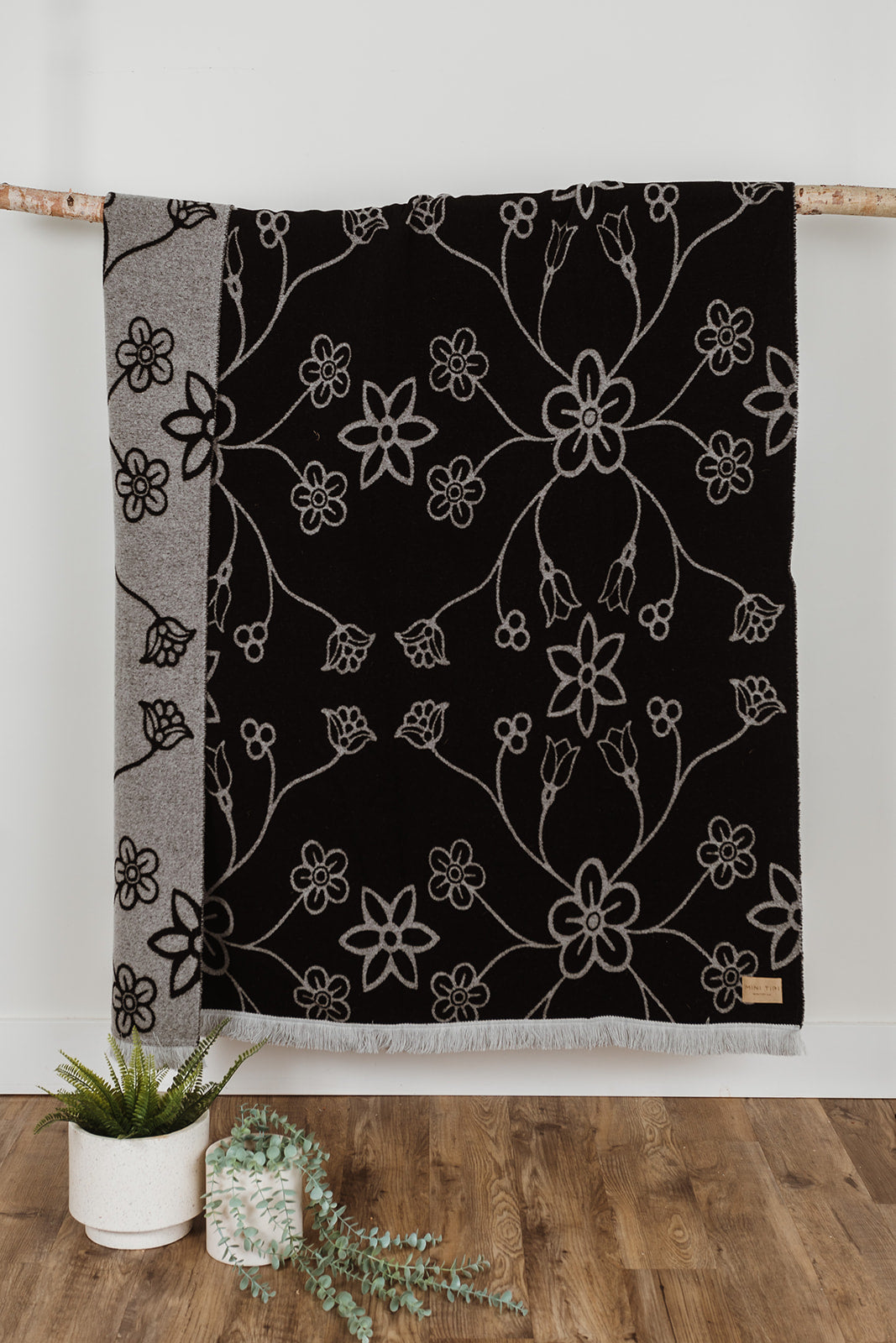 Couverture tout-aller en laine Fleurs