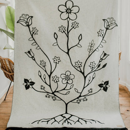 Couverture parfaitement imparfaite Black and White Woodland Floral